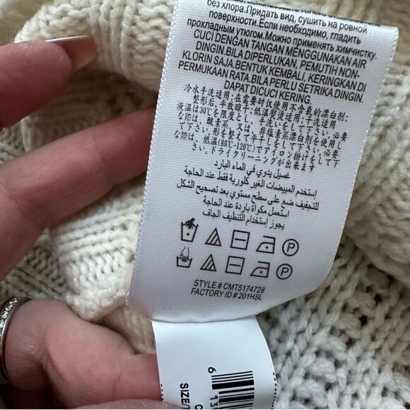 BCBGMaxAzria Gardenia Cream Sequin Merino Wool Mock Neck Tunic Sweater Sz Small - Picture 14 of 15